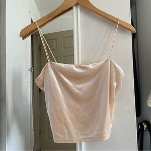 Garage Champagne Suede Velvet Cropped Eva Tank Top